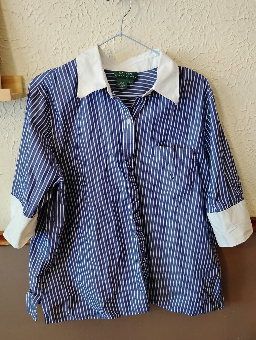 Lauren Ralph Lauren Navy & White Striped Button-Down Shirt